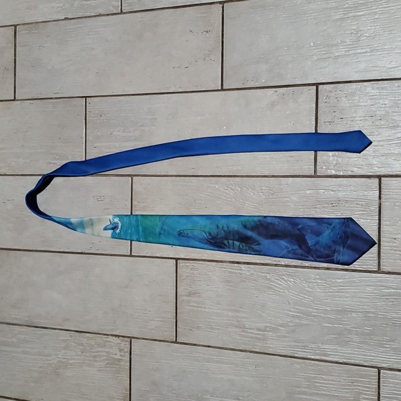 Original Ralph Marlin Blaine Heilman Necktie features Humpback Whales - Picture 2 of 3